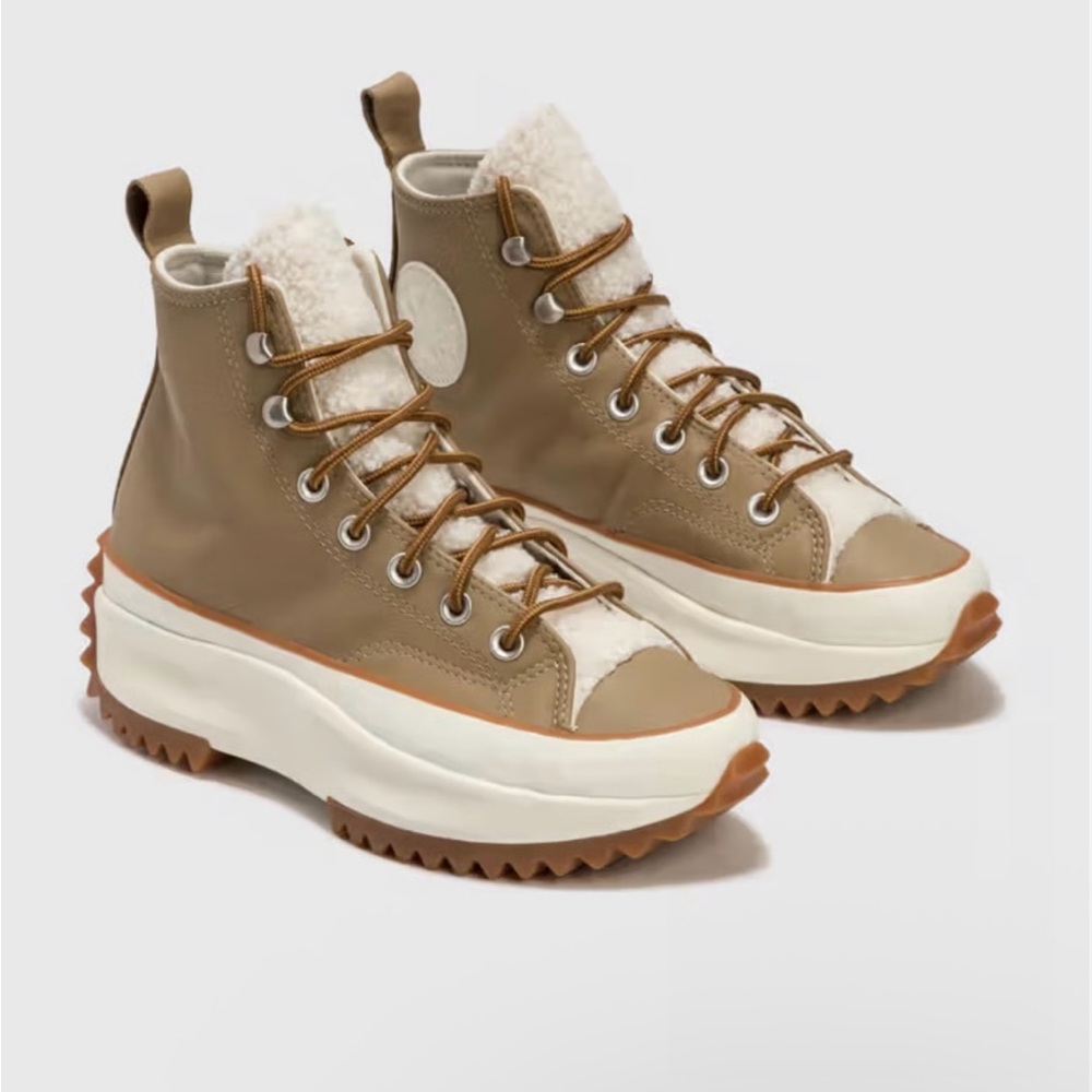 Converse High-Top Sneakers in Tan and Cream